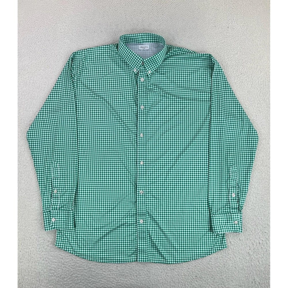 Collars & Co Dress Collar Polo Shirts Lot of 2 Mens 2XL Green Blue Gingham - Picture 4 of 10